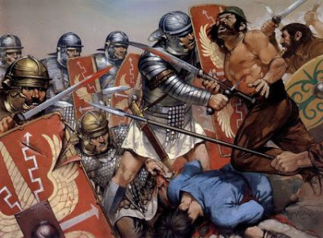 Frisians, Jutes and Saxons coalition against Romans