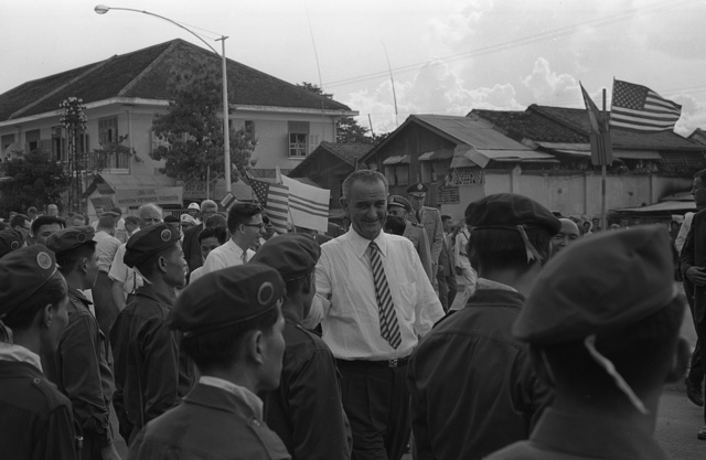 Lyndon Johnson visits South Vietnam