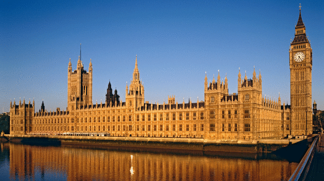 Palace of Westminster (Houses of Parliament). London, England. Charles Barry and Augustus W. N. Pugin (architects). 1840-1870 C.E. Limestone masonry and glass.