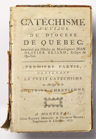 Publication of the Catechisme du diocse de Quebec