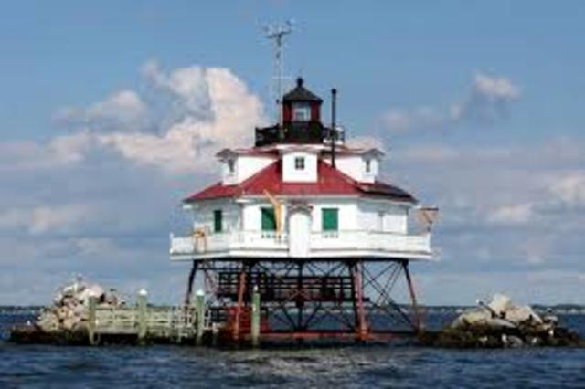 The present-day Thomas Point Shoal Light