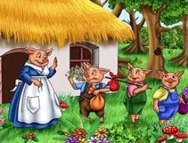 la vieja cerdita tenia tres hijos como no tenia con que mantenerlos los envió por el mundo a buscar fortuna