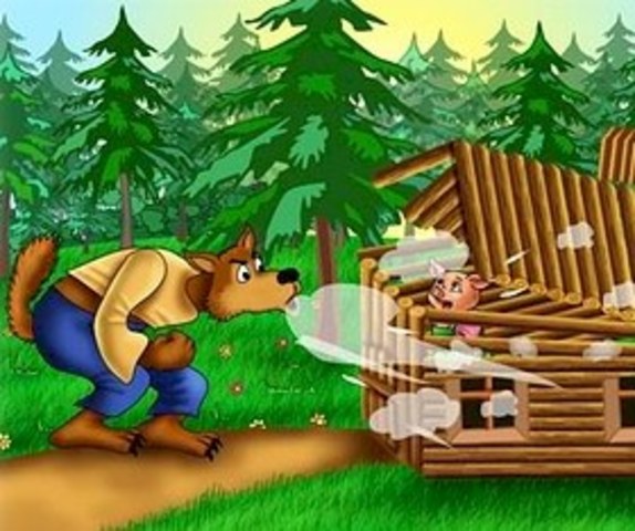 El segundo cerdito construyo su casa.