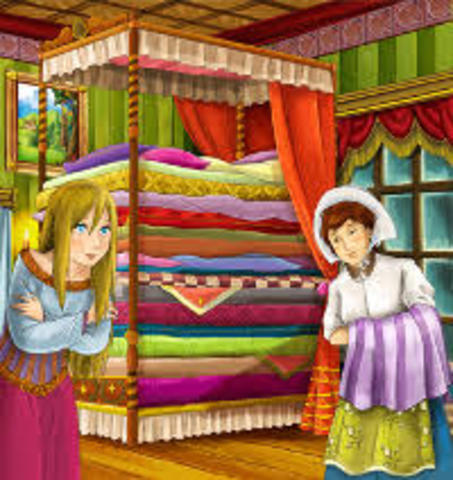 un día una tormenta torrencial toca el territorio del principe y una mujer toco su puerta diciendo ser una princesa, que necesitaba posada