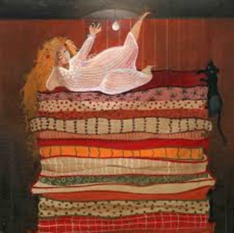 la reina acepto dársela, pero sigilosamente le puso una arveja, lo que seria su prueba para verificar si era en realidad una princesa