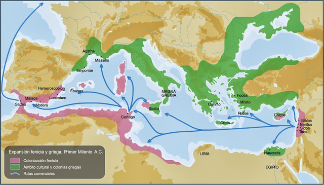 Expansión del alfabeto fenicio.