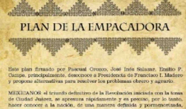 Pascual Orozco se levanta contra Madreo y proclama el Plan de la Empacadora