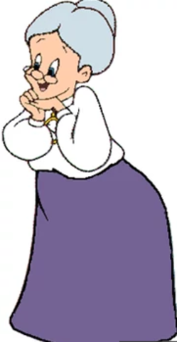 la abuelita hablandole a la perrita linda