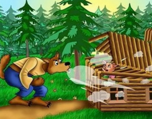De esta manera el lobo se le presenta al segundo cerdito el cual también le derrumba su hogar y es comido por el lobo.