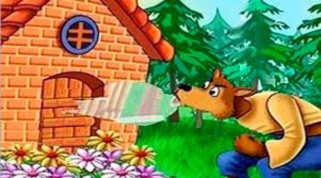 De esta manera el lobo llega ala puerta del tercer cerdito, el cual fue sagaz al construir un hogar de tal manera el lobo no podrá derrumbarlo así sople fuertemente.