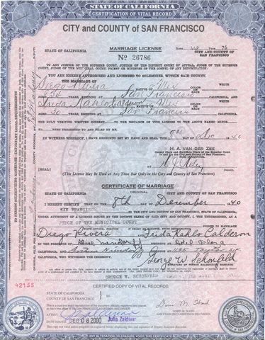 Diego and Frida remarry in SF City Hall on his birthday