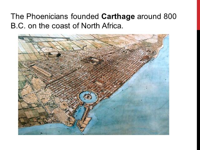Phoenicians established Carthage on the north coast of Africa