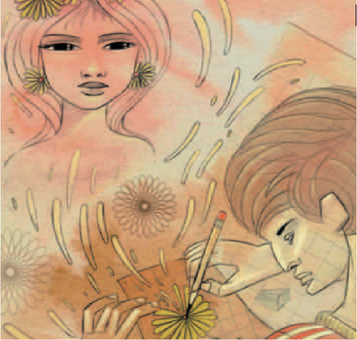 -	Los pétalos amarillos, el polen rojo