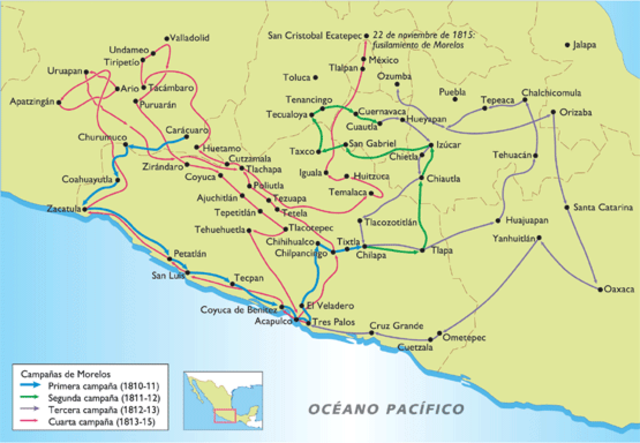 Inicia la primera campaña de Morelos en Caracuaro.