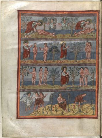 Scenes from Genesis: Adam and Eve Moutier-Grandval Bible