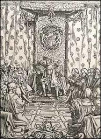 With the Supremacy Act, Henry Vlll proclaims  himself head of church of England.