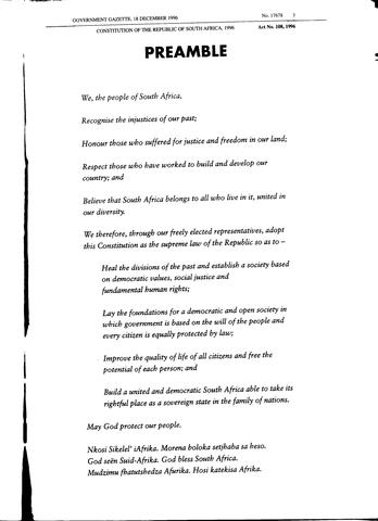Adoption of the Constitution of the Republic of South Africa
