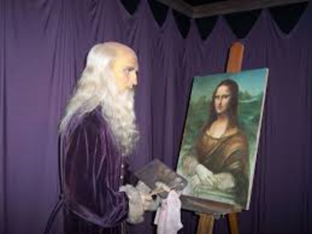 Leonardo da Vinci paints the Mona Lisa
