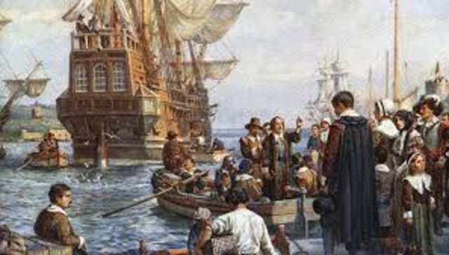 The Mayflower land at Plymouth Rock, Massachusetts