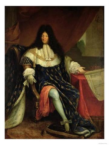 Portrait of Louis XIV holding the plan for the Royal House at Saint-Cyr