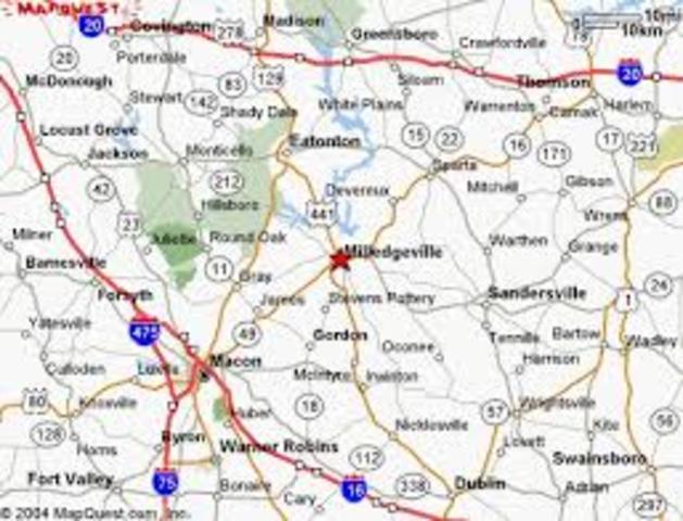 State capital moved to Milledgeville