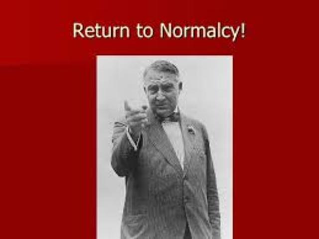 President Harding Return To Normalcy