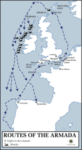 Philip II’s Spanish Armada was defeated by England