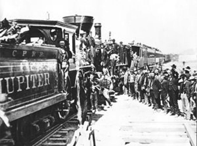 The Transcontinental Railroad is completed