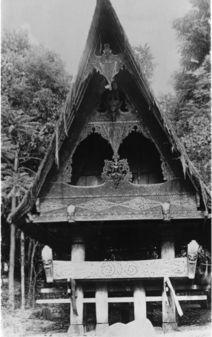 Decorated façade of Toba Batak House,