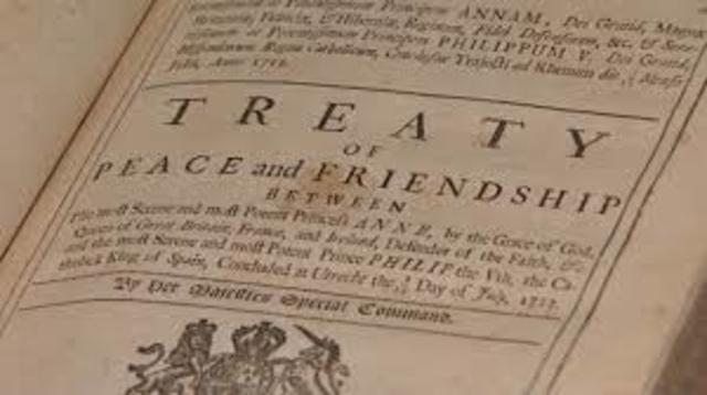 Treaty of Utrecht was signed ending the war of the Spanish Succession