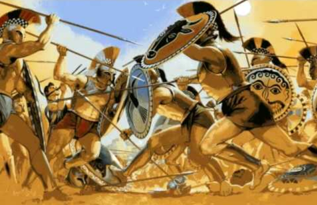 The Greeks fight the Persian in the Greek/Persian War