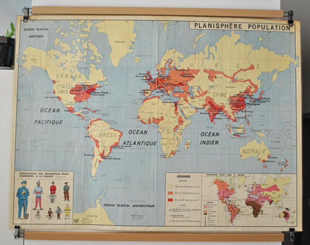 Antiguo Mapa de doble cara planisferio
