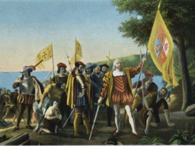Columbus lands in the Americas