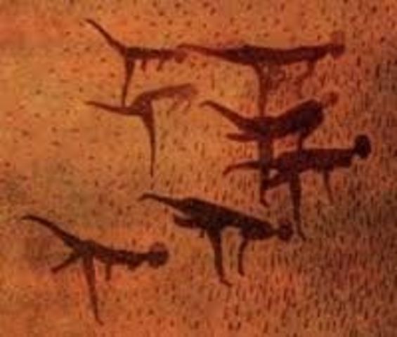 Grot schildering in Zuid Algerije