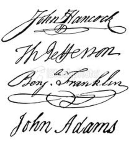 Delegates begin to sign The Declaration of Independence