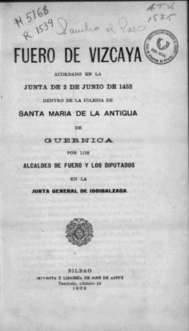 el Fuero de Vizcaya (España)