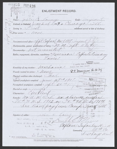 Enlistment Record of John C. Laing