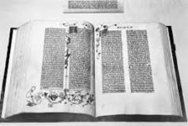 Johannes Gutenburg invents the printing press.