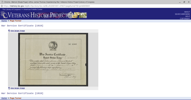 War service Certificate