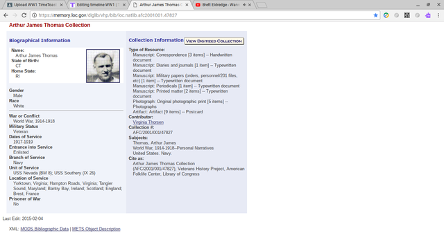 Info about Arthur James Thomas