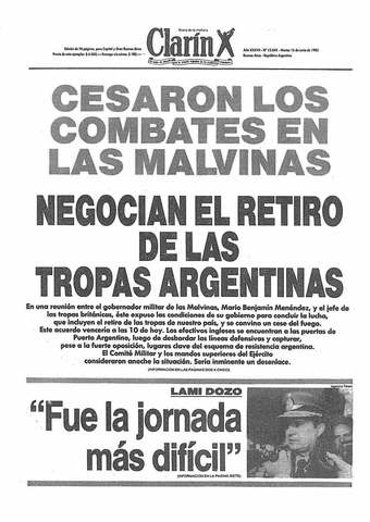 Rendición argentina en las Islas Malvinas