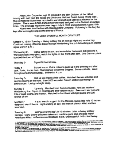 Dairy Entry Of October 1st