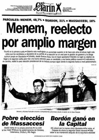 Menem asume por segunda vez la presidencia