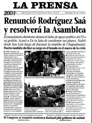 Renuncia de Rodríguez Saá