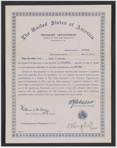 War Insurance - Edgar D. Andrews