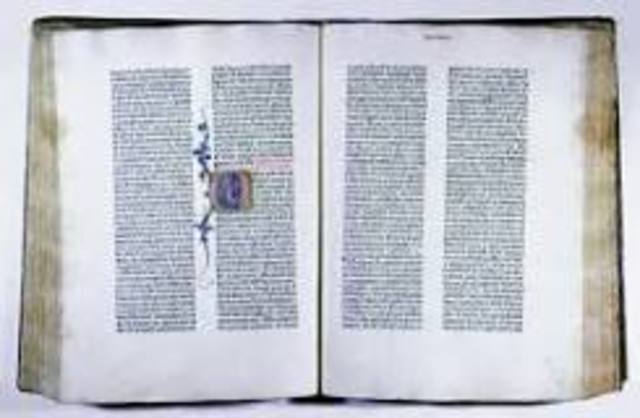 Gutenberg prints the first Bible