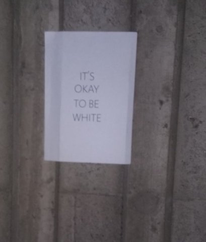 "It's Okay to be White" posters found on campus