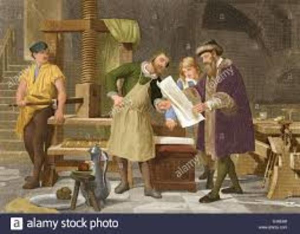 Gutenberg prints the first Bible