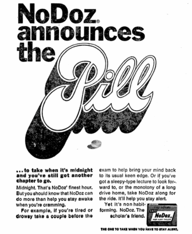 Ad for a pill that wakes you up