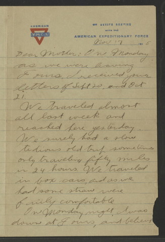 Leo J. Bailey's letter to his mom